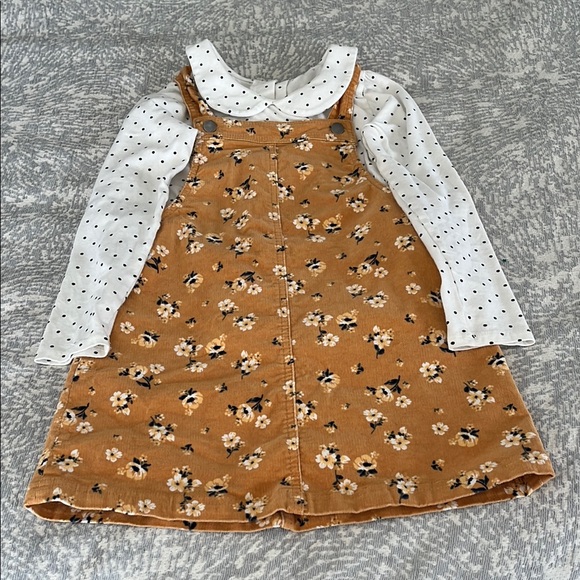 Floral Corduroy Pinafore Dress - Picture 1 of 6